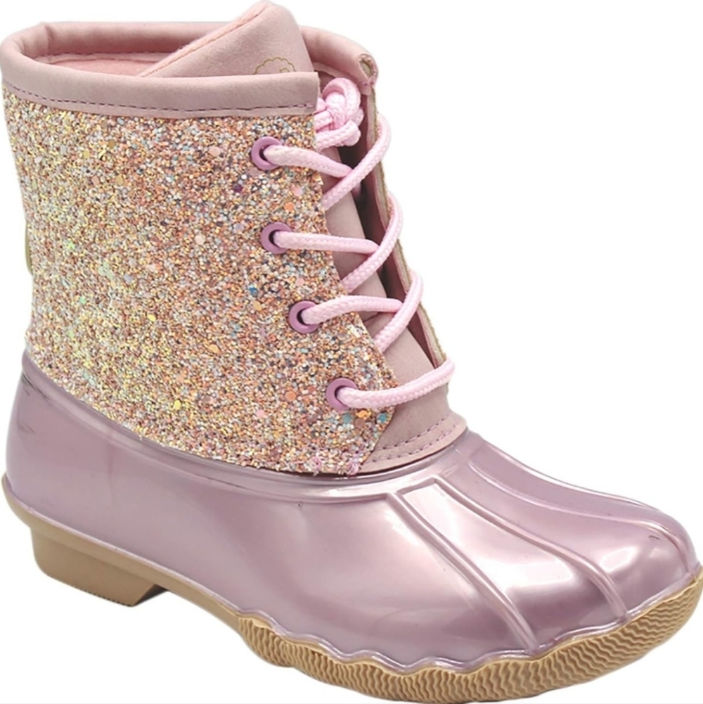 Jessica Carlyle Lace Up Glitter Duck Boots Size 3